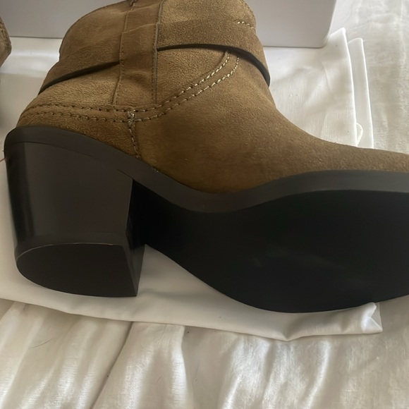 SEE BY CHLOE Women 35/5 Hana Low Boots Brown Suede Western Harness Ankle - Picture 8 of 11